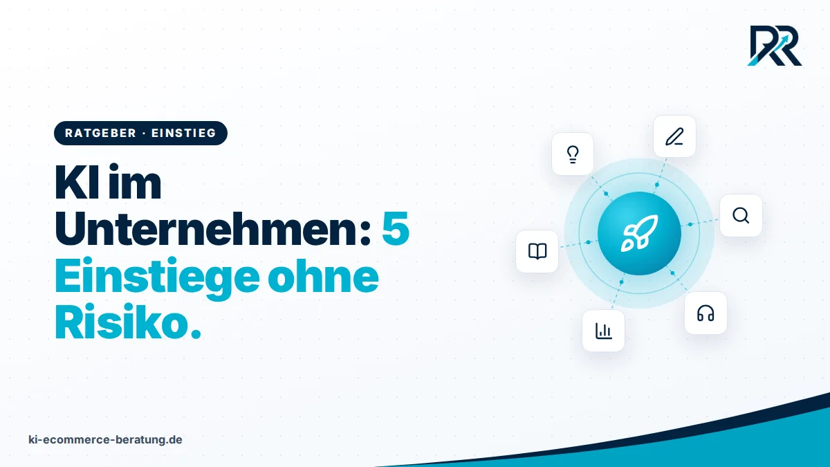 Symbolgrafik: Rakete in der Mitte, verbunden mit Text, Recherche, Kundenservice, Daten und Wissen