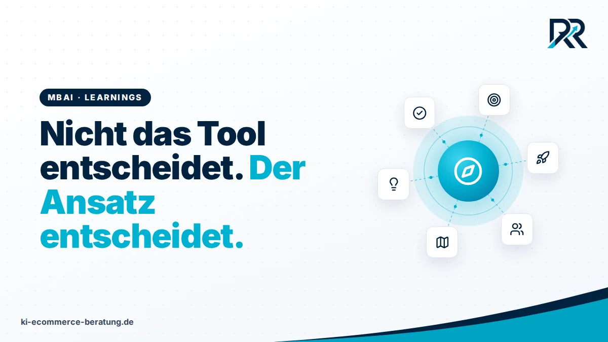 Symbolgrafik: Kompass in der Mitte, verbunden mit Ziel, Rakete, Team und Karte